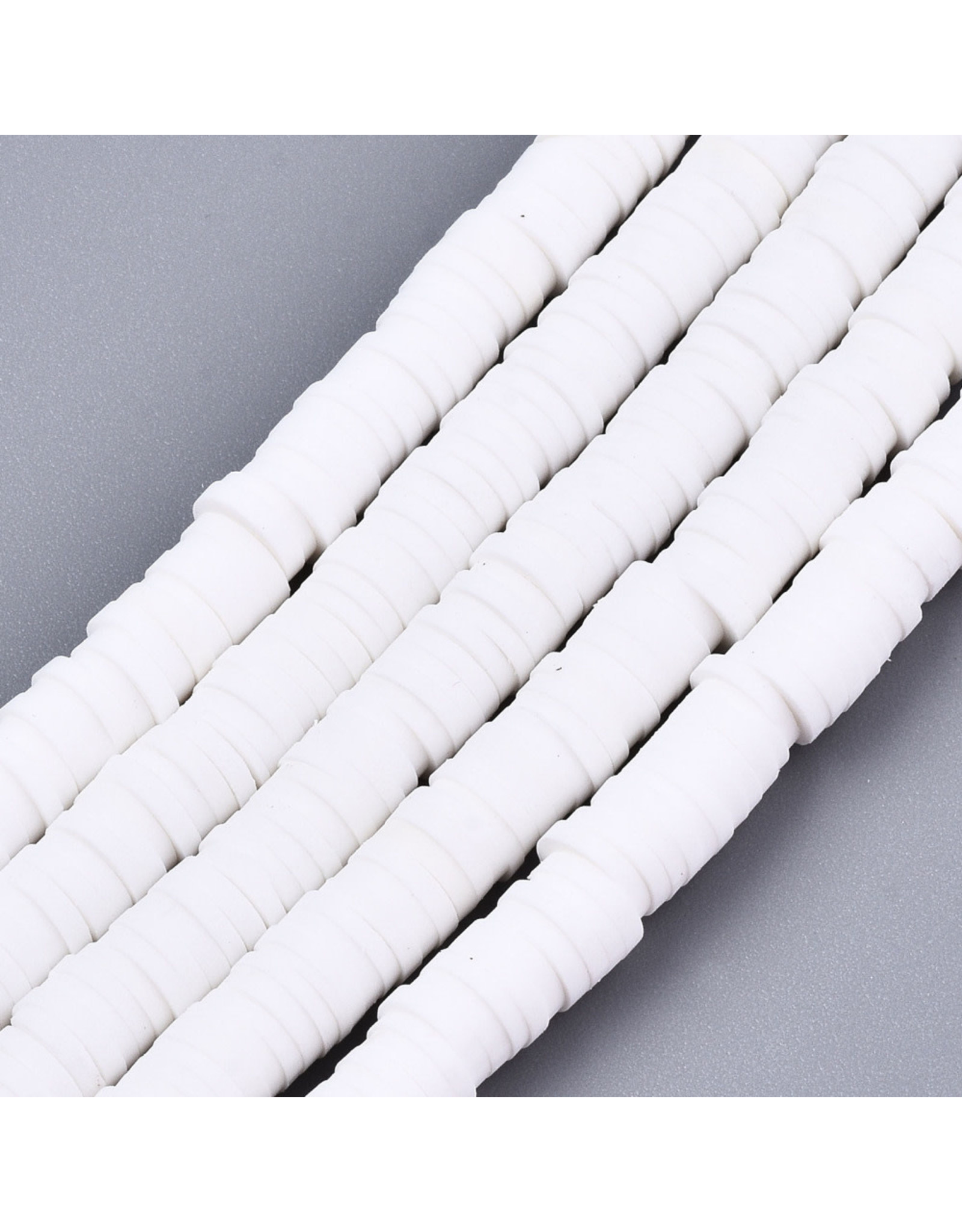 Polymer Clay 6mm Heishi White  approx  x380