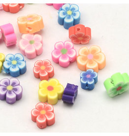 8-10mm Polymer Clay Flower Asst  x5pr