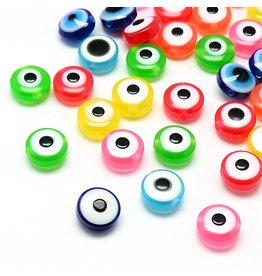 8mm Resin Evil Eye Assorted Colours  x25