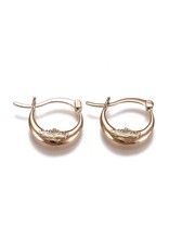 Hoop Earring  18x22mm Crescent Moon Stainless Steel  Gold  x1 Pair