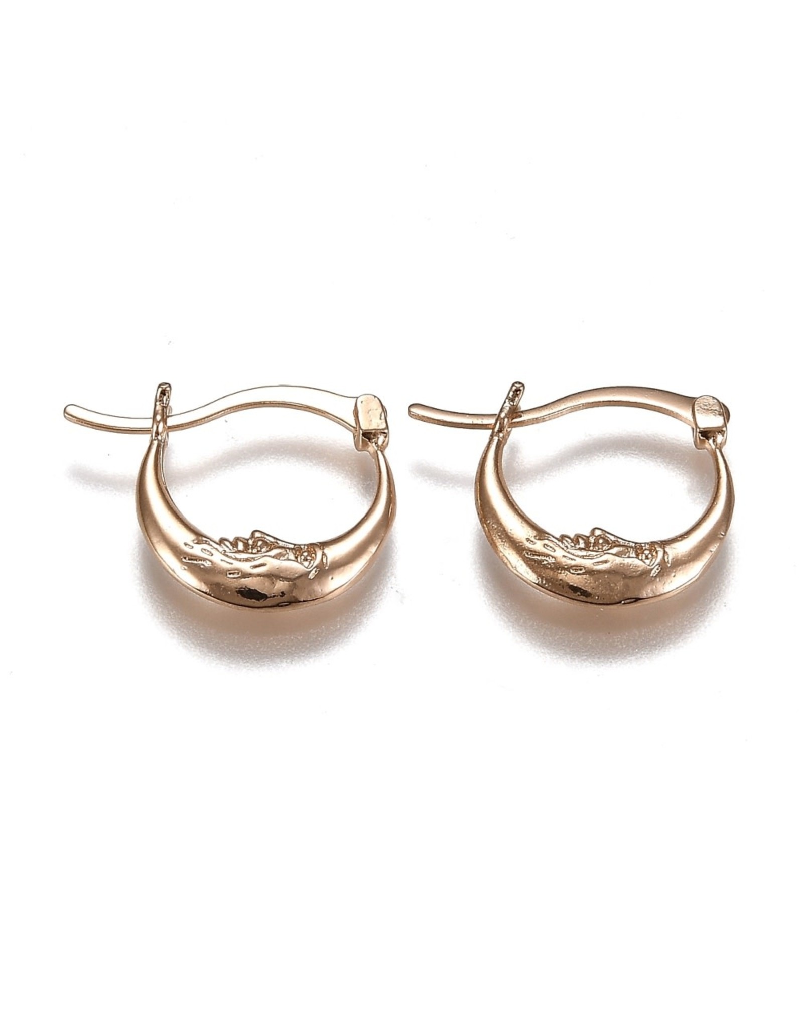 Hoop Earring  18x22mm Crescent Moon Stainless Steel  Gold  x1 Pair