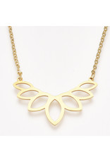 Lotus  Necklace Gold Stainless Steel   25x40mm  18'' x1