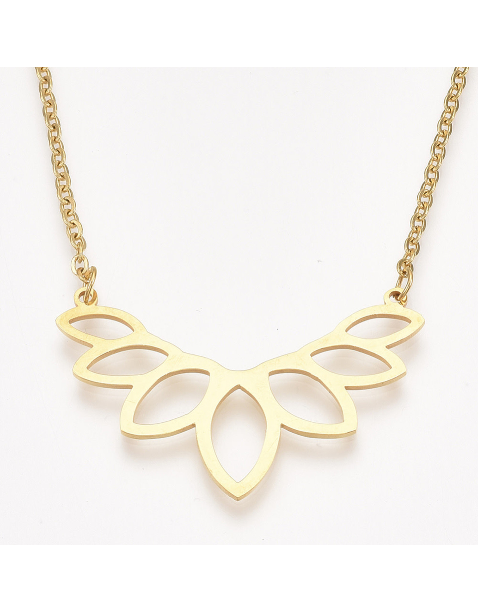 Lotus  Necklace Gold Stainless Steel   25x40mm  18'' x1
