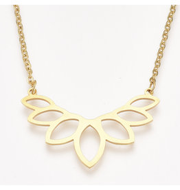 Lotus  Necklace Gold Stainless Steel   25x40mm  18'' x1