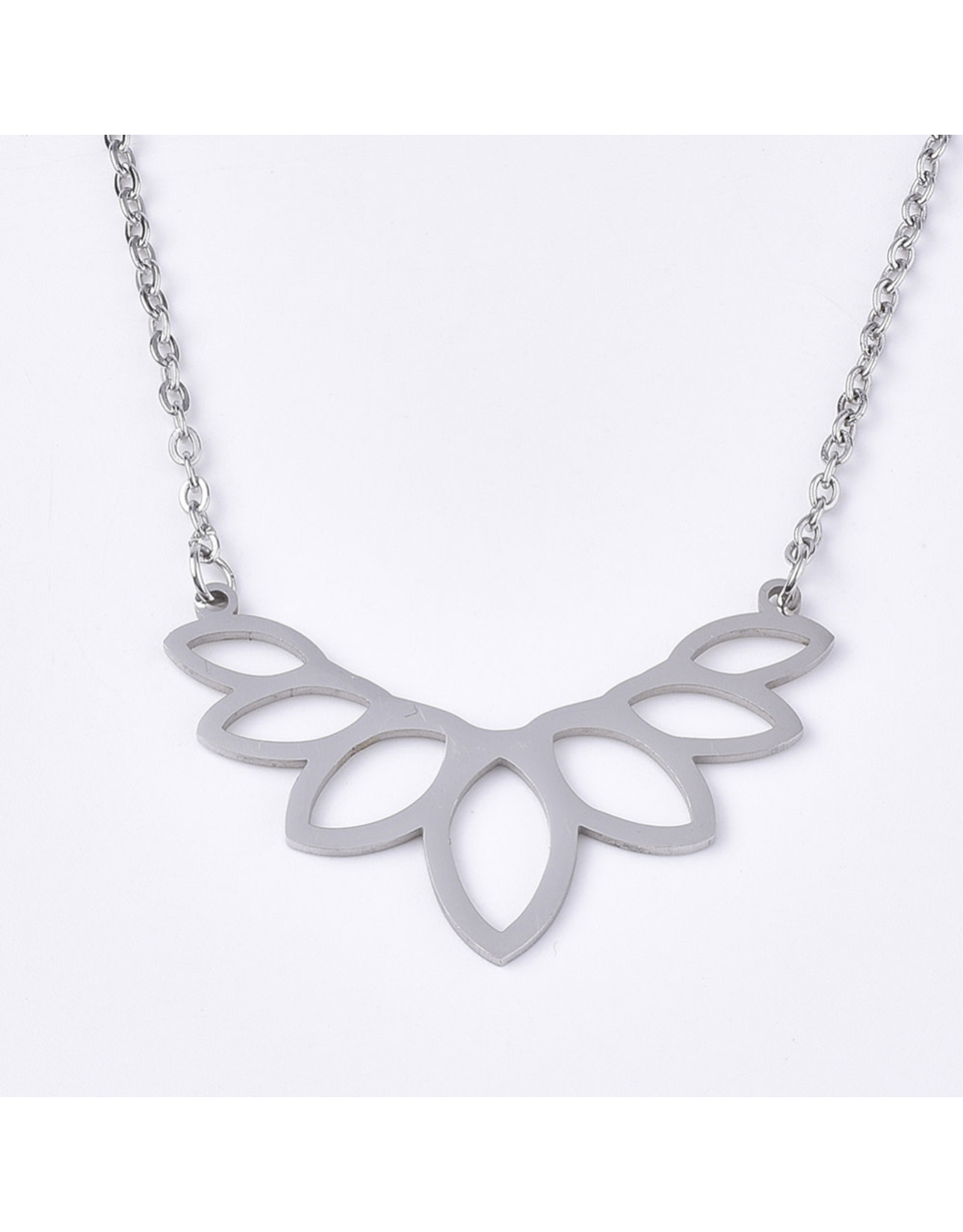 Lotus  Necklace  Stainless Steel   25x40mm  18'' x1