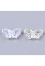 8x15mm Glass Butterfly Clear AB  x12