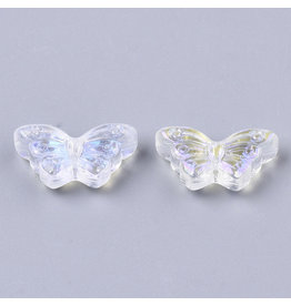 8x15mm Glass Butterfly Clear AB  x12