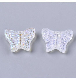 12x15mm Glass Butterfly Clear AB  x10