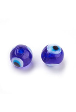 12mm Glass Round  Blue Evil Eye  x10