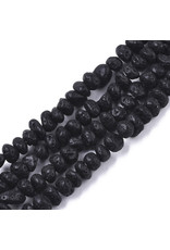 Lava  6-10mm Black Nugget  15" Strand  apprx  x75  beads