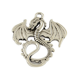 Dragon 35x27x2mm Antique Silver x5