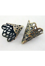 17x12mm Bead Cap Filigree  Antique Brass  x10 NF