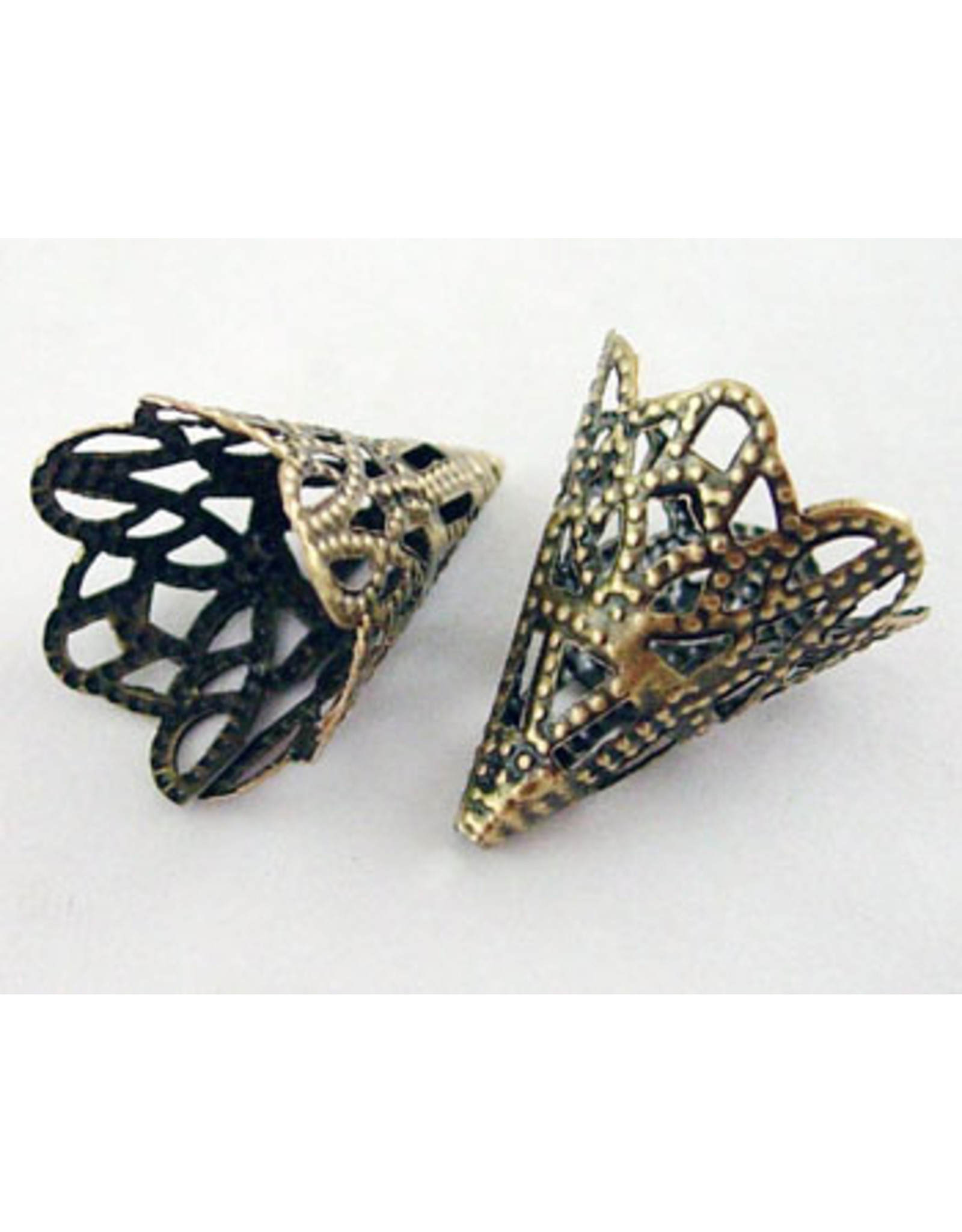 17x12mm Bead Cap Filigree  Antique Brass  x10 NF