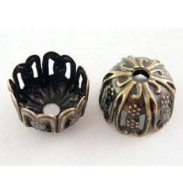 Bead Cap Filigree 9mm  Antique Brass  x100 NF