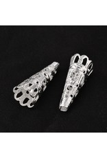 22x9mm   Bead Cap Filigree Silver  x10