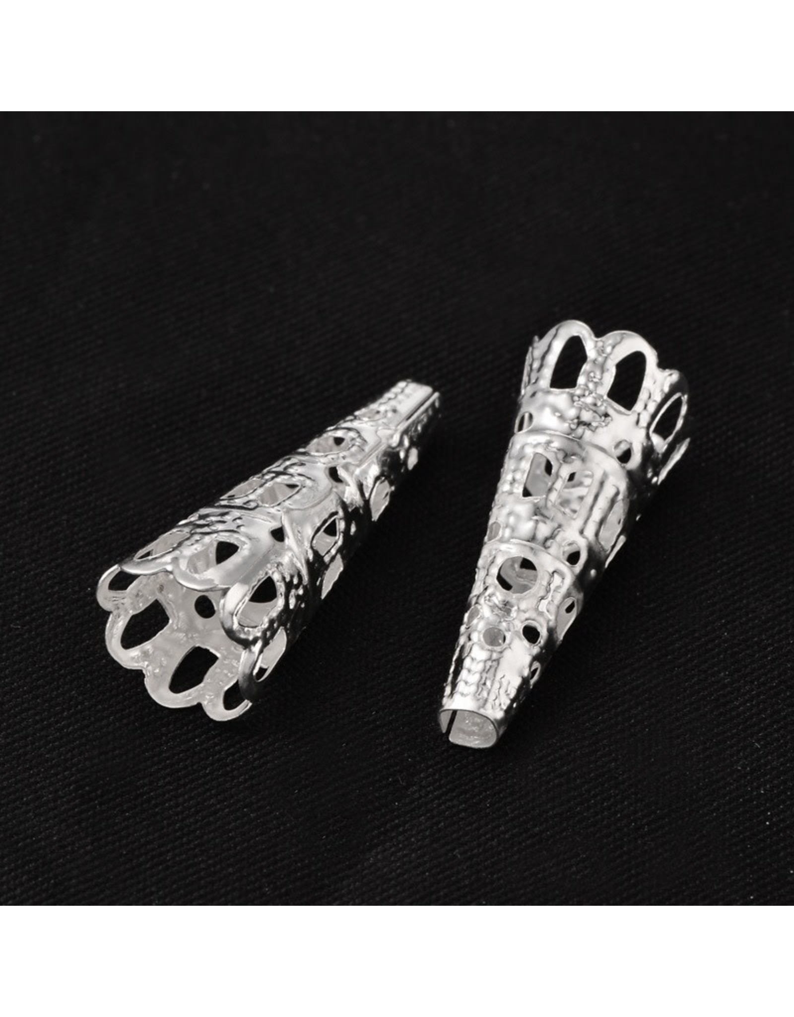 22x9mm   Bead Cap Filigree Silver  x10