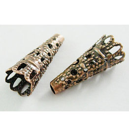 22x9mm   Bead Cap Filigree Antique Copper  x10 NF