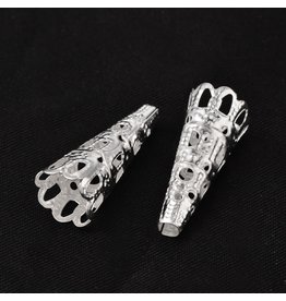 22x9mm  Bead Cap Filigree Silver  x100