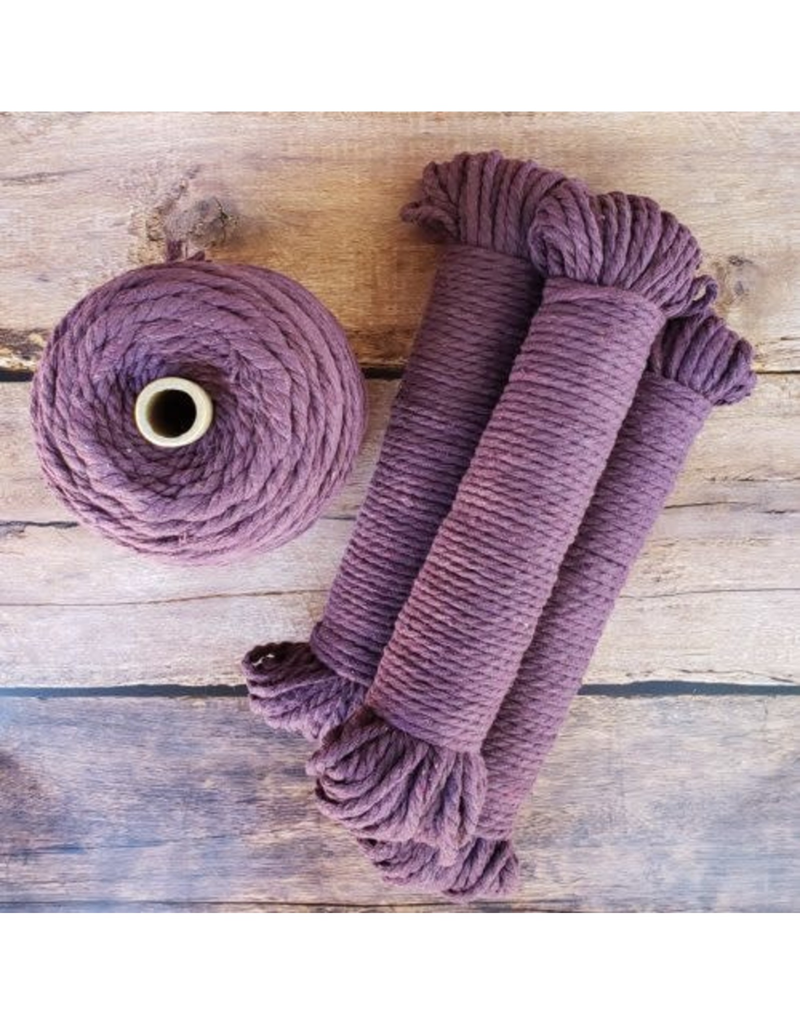 Recycled Cotton Cord  5mm Plum Purple 150ft