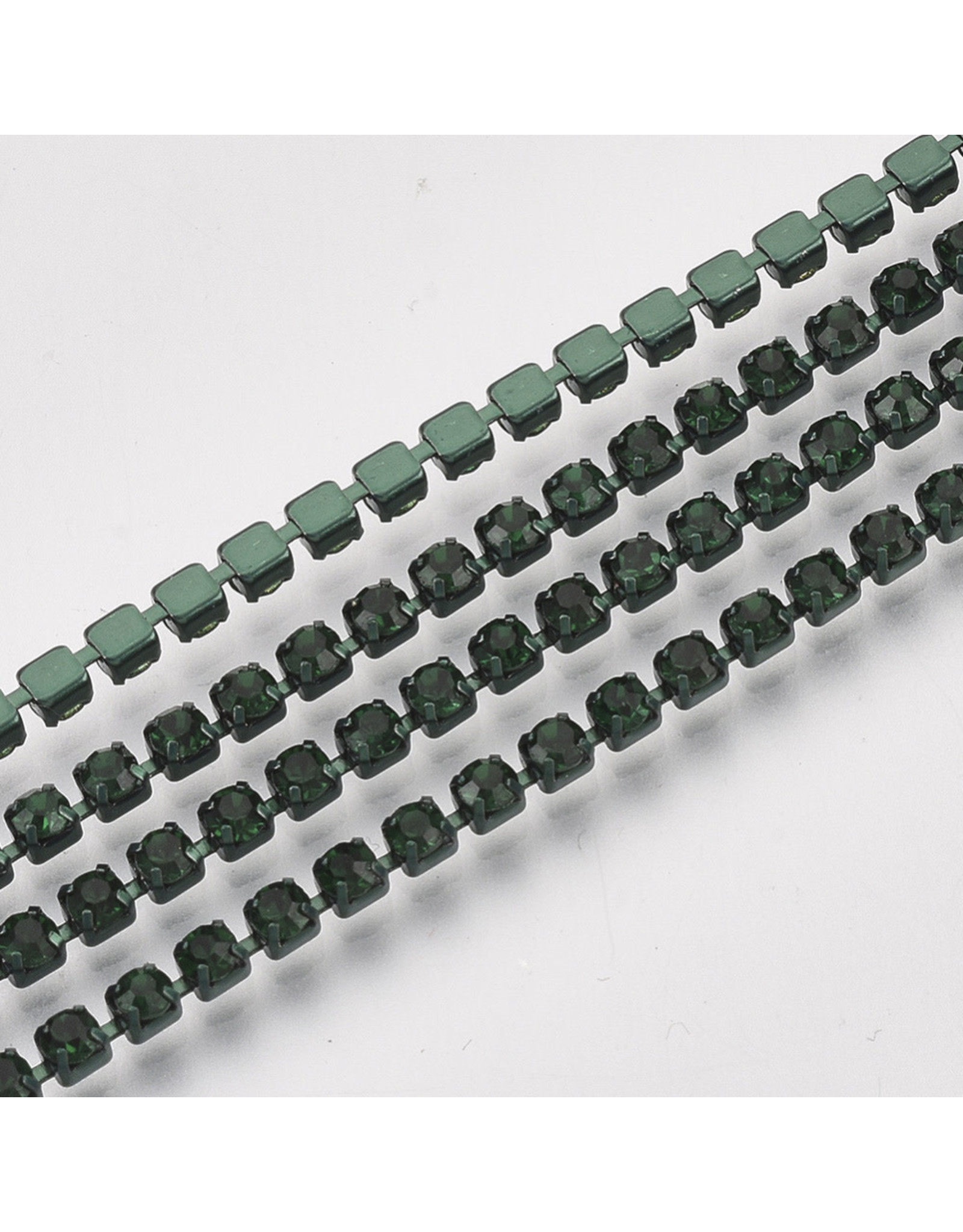 Rhinestone Banding 1 row 2mm Emerald Green   x1 foot