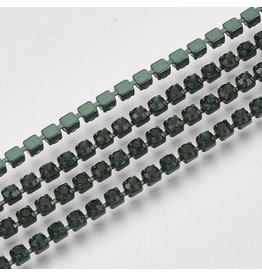 Rhinestone Banding 1 row 2mm Emerald Green   x1 foot