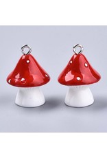 Resin Mushroom  Red and White 24x17mm  x6