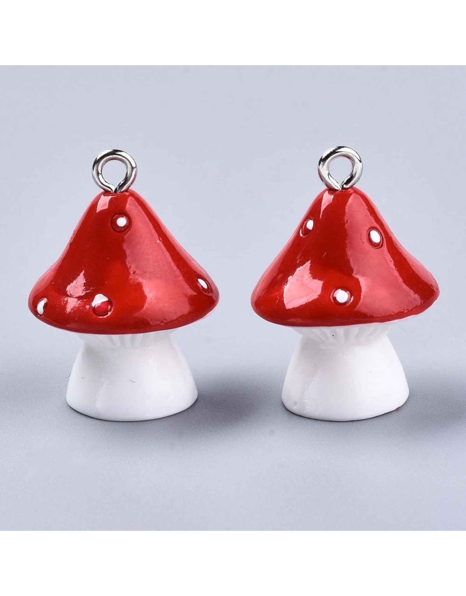 Resin Mushroom  Red and White 24x17mm  x6