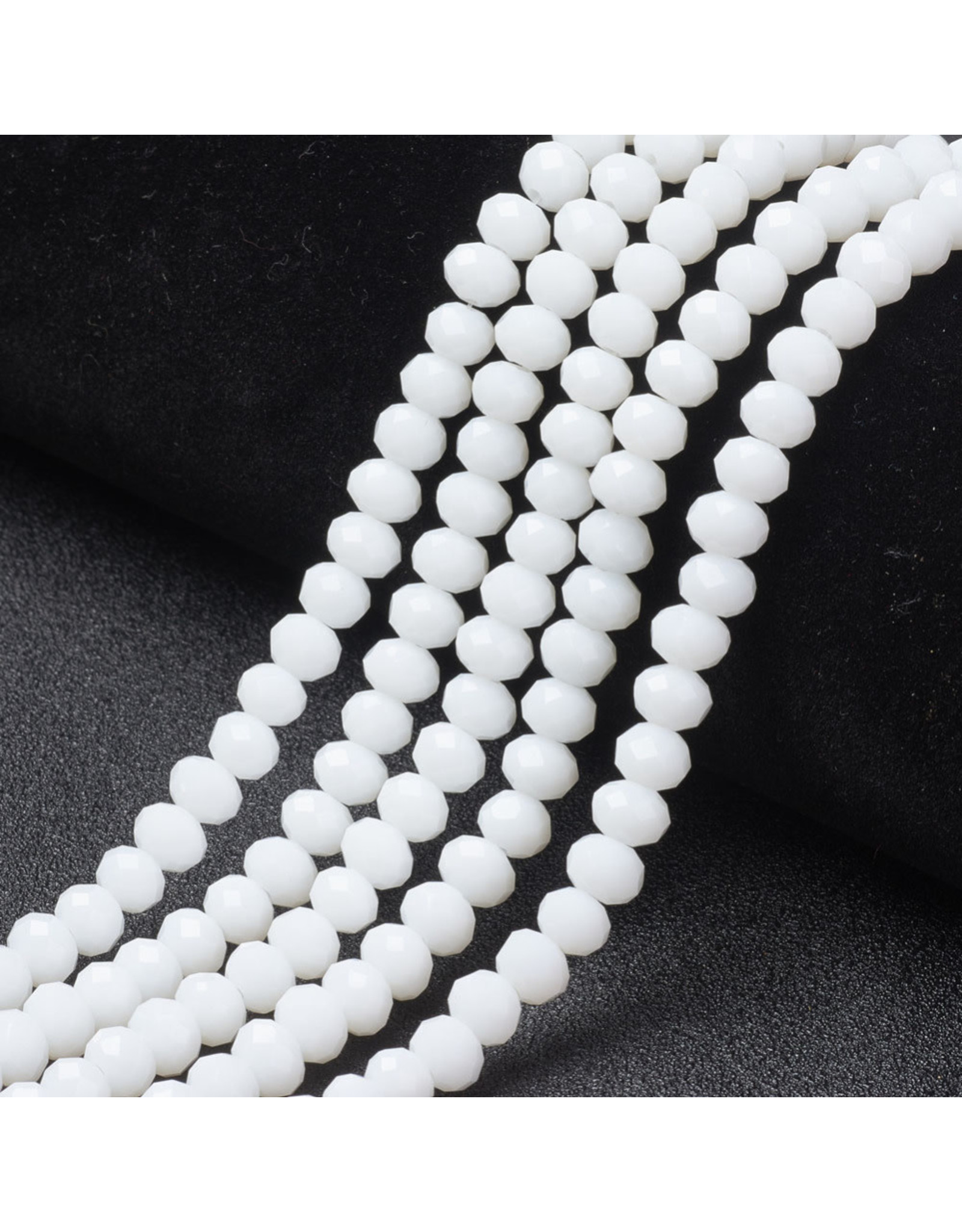 4x3mm Rondelle  Opaque White Lustre  x125