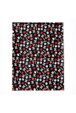 Faux Leather Beading Backing Black with Red/White/Orange Skull and Bones  .5mm thick 8x6"”