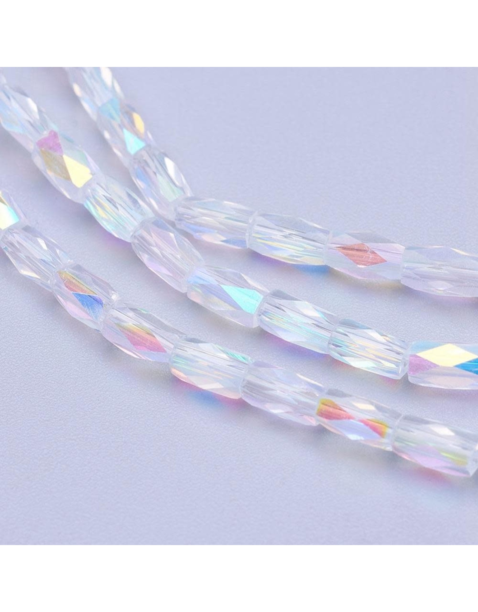 5x3mm Faceted Tube Clear  AB  x95