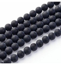 Agate  4mm Black Matte 15” Strand Approx x90