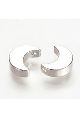 Moon Bead 10x7x3mm Real Platinum Plated x10