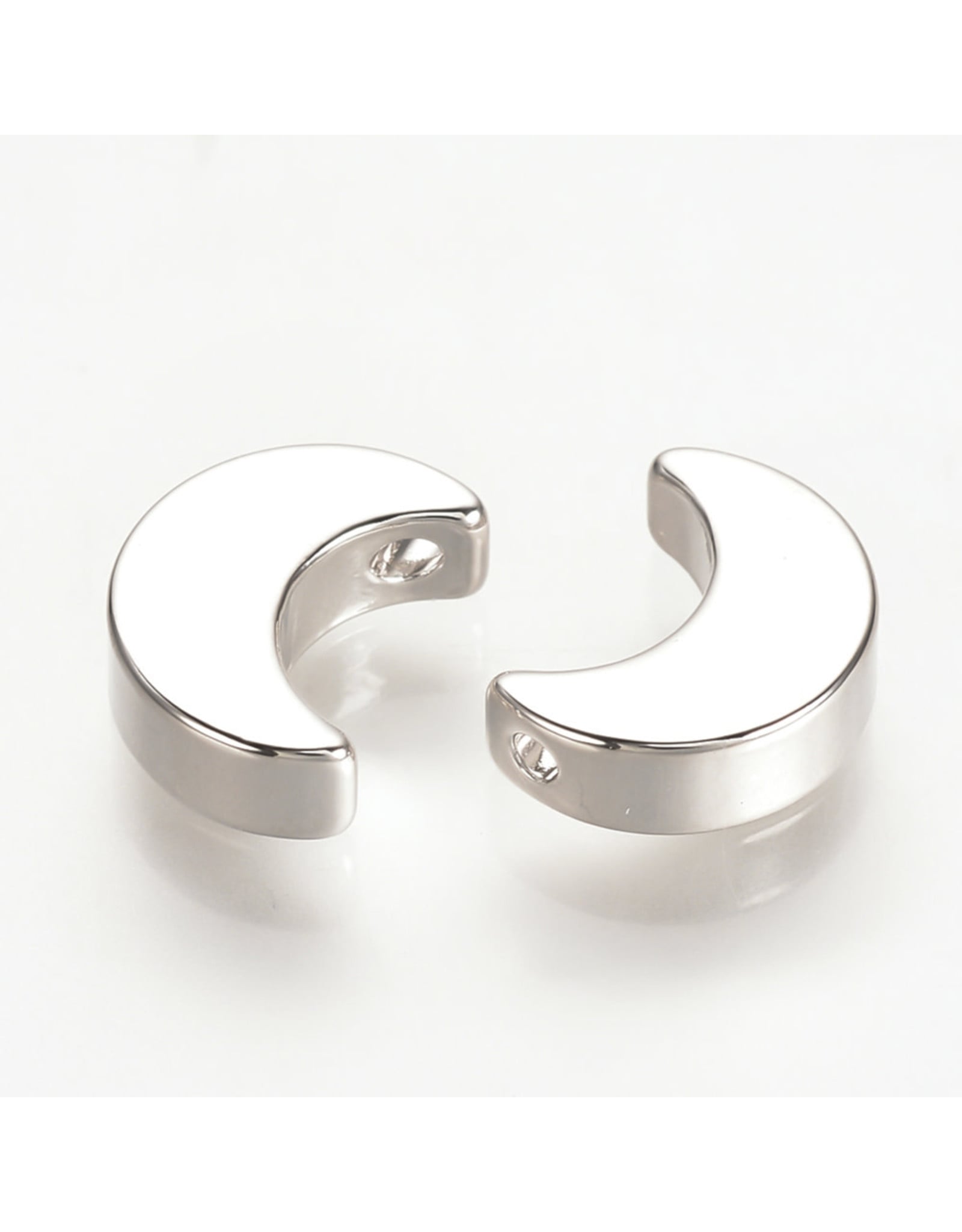 Moon Bead 10x7x3mm Real Platinum Plated x10