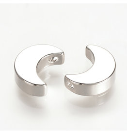 Moon Bead 10x7x3mm Real Platinum Plated x10