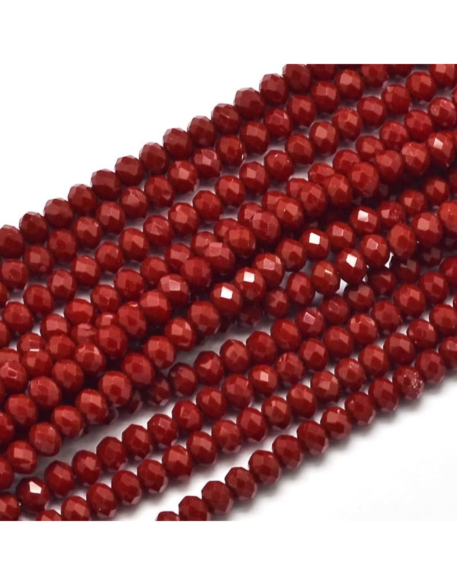 3x2mm Rondelle Opaque Red x140