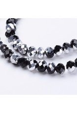 6x5mm Rondelle Jet Black and Silver  x90