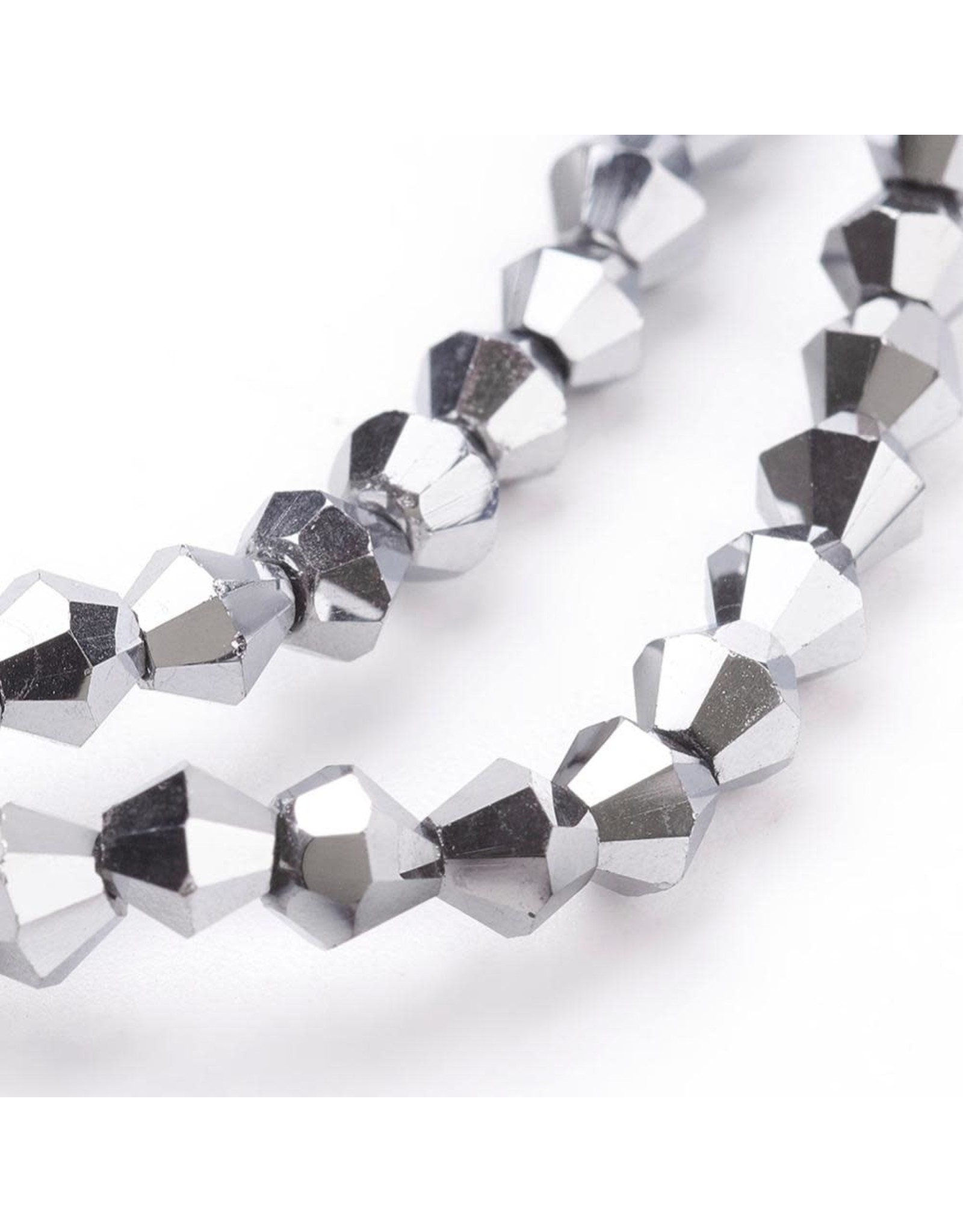 4mm Bicone Silver Metallic x90