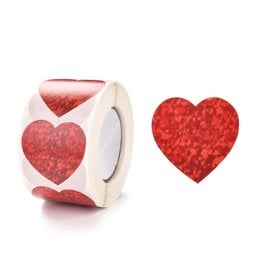 Red Sticker Heart   38mm  x1 Roll  500pcs