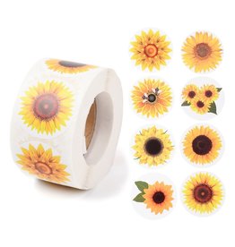 Sunflower Sticker Assorted   38mm  x1 Roll  500pcs