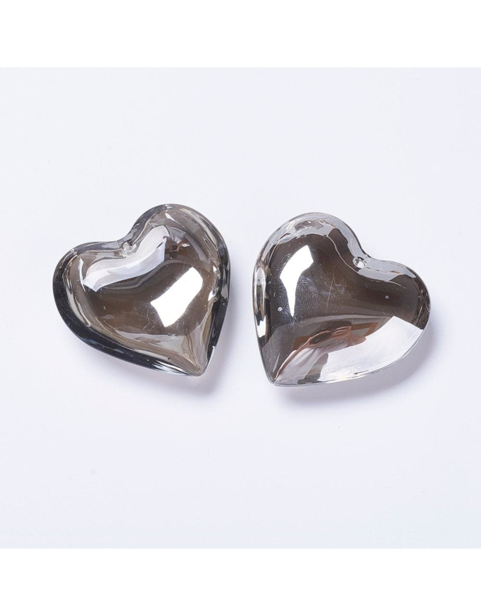 Heart  Clear with Grey Foil Backing 42x43x15mm  x1