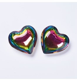 Heart  Clear with AB Foil Backing 42x43x15mm  x1