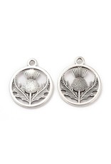 Thistle Antique Silver  20x16mm  x5  NF