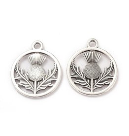 Thistle Antique Silver  20x16mm  x5  NF