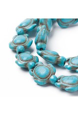 Synthetic Turquoise Turtle 18x15mm Blue   15" Strand  apprx 21 beads