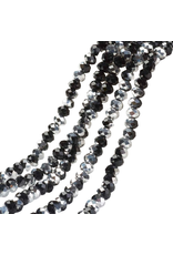 4x3mm Rondelle Jet Black 1/2 Silver  x100