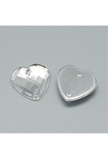 Heart Plastic Cabochon 18mm Clear Silver x10