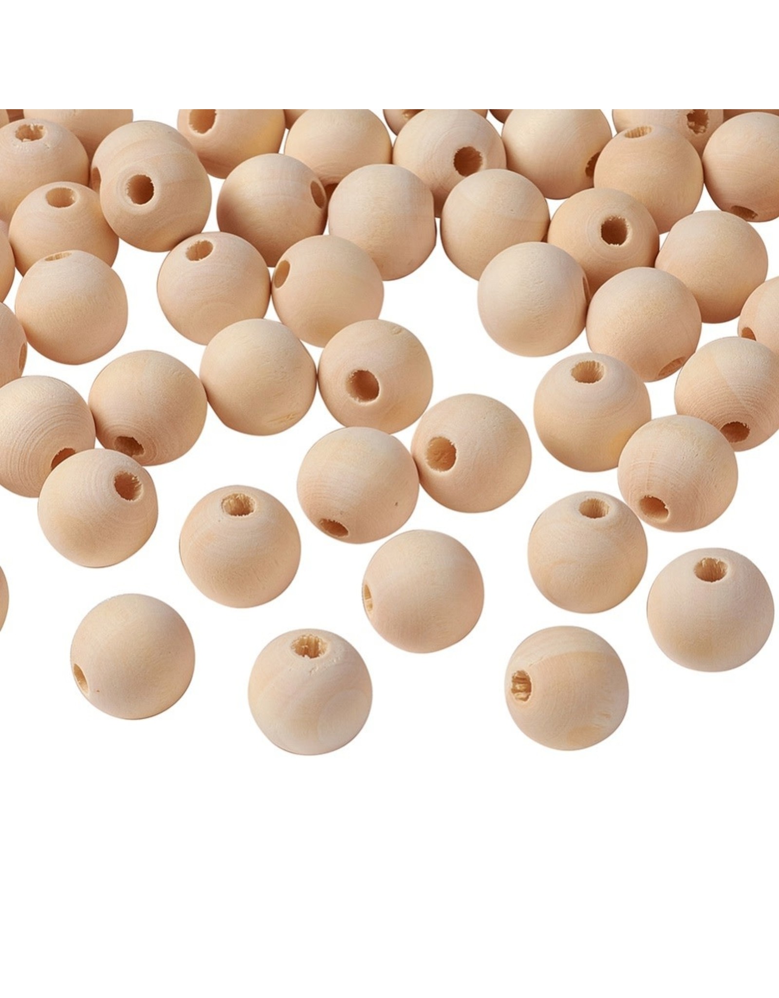 12mm Unfinished Wood Round  Bead  x50