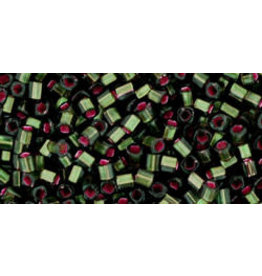 Toho 2204 1.5mm  Cube  6g  Olive Green s/l Pink c/l