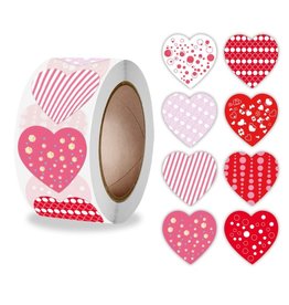 Heart Sticker Assorted Pink Red 25mm  x500