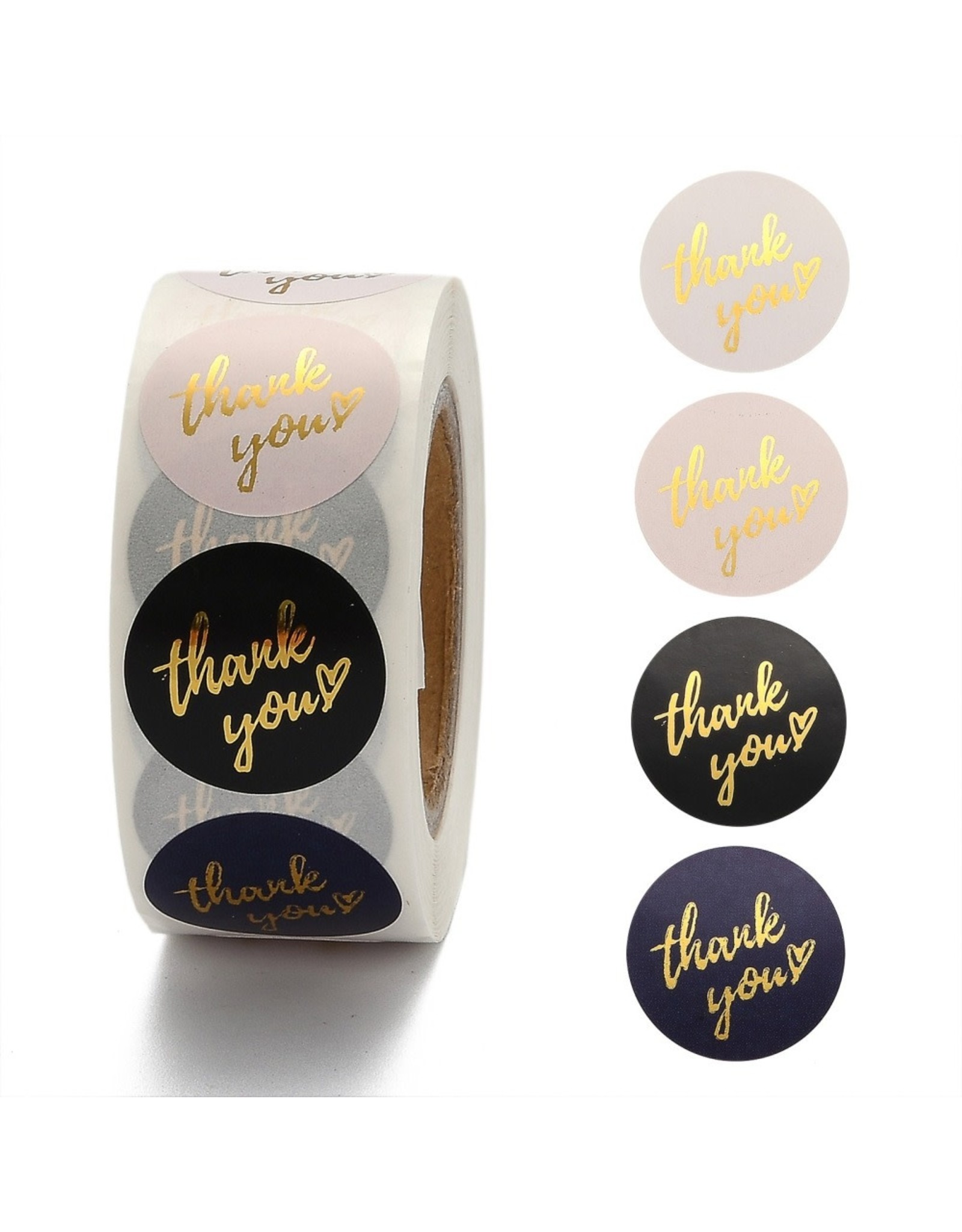 Black Sticker with Gold  Thank You  25mm  x500